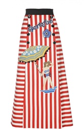 Хлопковая юбка-макси в полоску с нашивками Dolce &amp; Gabbana