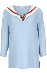 Прямая блуза с V-образным вырезом и воротником-матроска Marc Jacobs