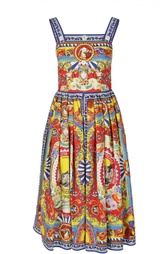 Приталенный сарафан миди с принтом Dolce &amp; Gabbana