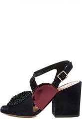 Замшевые босоножки с декором Dries Van Noten