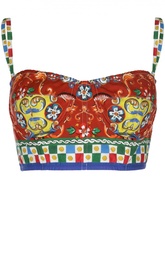 Топ-бюстье на бретельках и ярким принтом Dolce &amp; Gabbana
