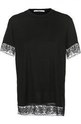 Удлиненная футболка прямого кроя с кружевными вставками Givenchy