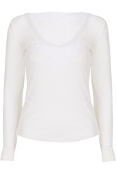 Приталенный топ с глубоким вырезом и кружевной вставкой Givenchy