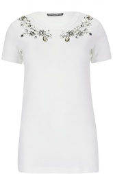 Хлопковая футболка с кристаллами Dolce &amp; Gabbana