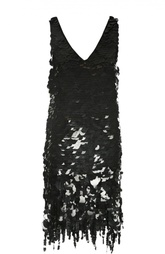Шелковое мини-платье с пайетками и глубоким вырезом Marni
