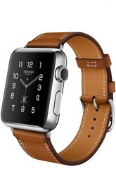 Apple Watch 38mm Stainless Steel Case Hermes Single Tour Leather Band Apple