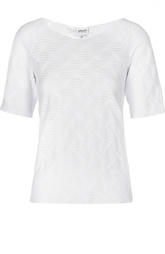 Хлопковый топ с укороченным рукавом и вырезом лодочка Armani Collezioni