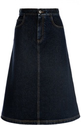 Джинсовая юбка миди с контрастной прострочкой Givenchy