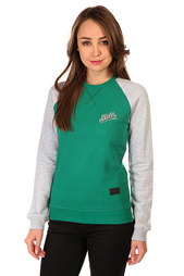 Толстовка свитшот женская Skills Script Logo 3v Crewneck Green/Grey Melange