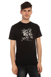Футболка Huf Box Logo Fill Floral Tee Black