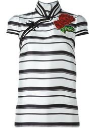 полосатая блузка с цветочной аппликацией Dolce &amp; Gabbana
