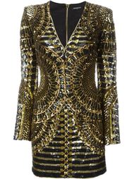 короткое платье с пайетками Balmain