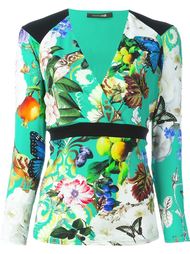 блузка с принтом бабочек Roberto Cavalli