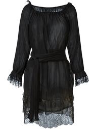 плиссированное платье с отделкой металлик Alberta Ferretti