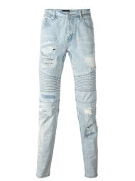 байкерские джинсы с рваными деталями   Stampd