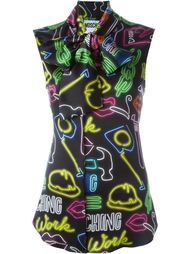 блузка с принтом неоновых знаков Moschino