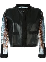 кожаный пиджак с пайетками на рукавах Aviù