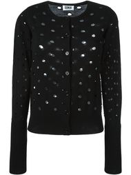 perforated ribbed sleeve and waist button down cardigan Sonia By Sonia Rykiel