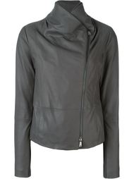 'Scuba' asymmetric fastening leather jacket Vince