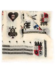 шарф с принтом черепов и гербов Alexander McQueen