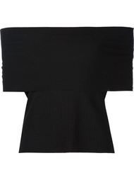 ribbed folded off shoulder knitted top A.L.C.