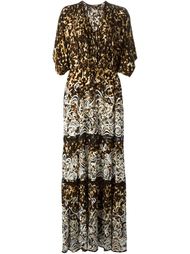 платье в принт с вышивкой  Roberto Cavalli
