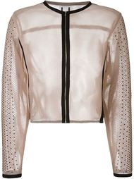 embellished sleeve mesh contrast trim cropped jacket Aviù