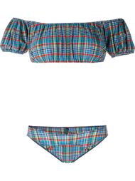 Leandra Off-Shoulder Plaid Bikini Lisa Marie Fernandez