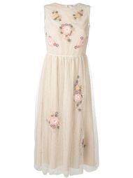 тюлевое платье с цветочной аппликацией Red Valentino