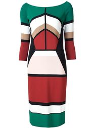 geometric print boat neck dress Elie Saab