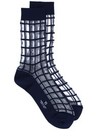 sheer check socks Y's