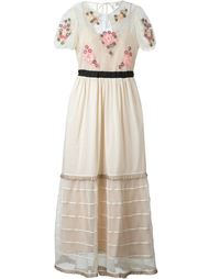длинное платье с цветочной аппликацией Red Valentino