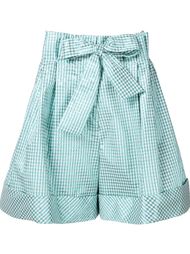 metallic check pattern bow shorts Delpozo