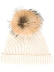 detachable pompom ribbed hat N.Peal