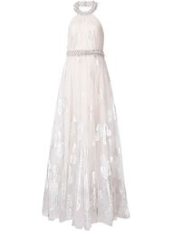 foil butterfly evening gown Badgley Mischka