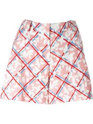 checked floral print shorts Jil Sander Navy