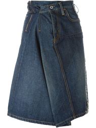 драпированная джинсовая юбка А-силуэта Junya Watanabe Comme Des Garçons