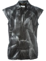 кожаная куртка без рукавов Saint Laurent