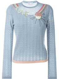cable knit sheer inset jumper Red Valentino