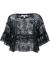 ruffled sleeve embroidered top Elizabeth And James