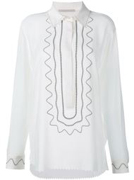 Embroidered Silk Long Sleeve Shirt Christopher Kane