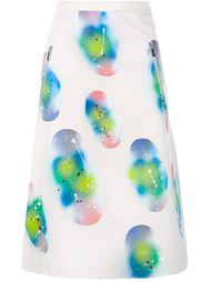 Spray Paint Printed Leather Midi Skirt Christopher Kane