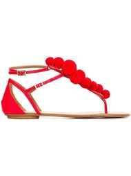 сандалии с помпонами Aquazzura