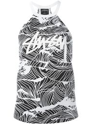 топ с вырезом-халтер и принтом-логотипом Stussy