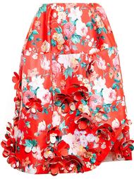 Satin Skirt with Floral Appliqué Simone Rocha