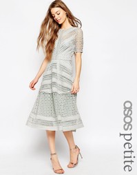 Нарядное кружевное платье миди ASOS PETITE Premium - Серый