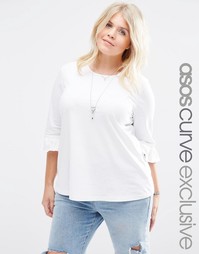 Футболка с волнообразными рукавами ASOS CURVE - Белый