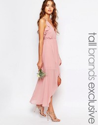 Платье-сорочка с запахом и оборками True Decadence Tall - Розовый