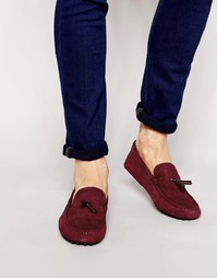 Туфли с эффектом змеиной кожи для вождения ASOS - Burgundy