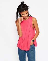 Свободная майка с драпировкой ASOS - Неоновый коралл